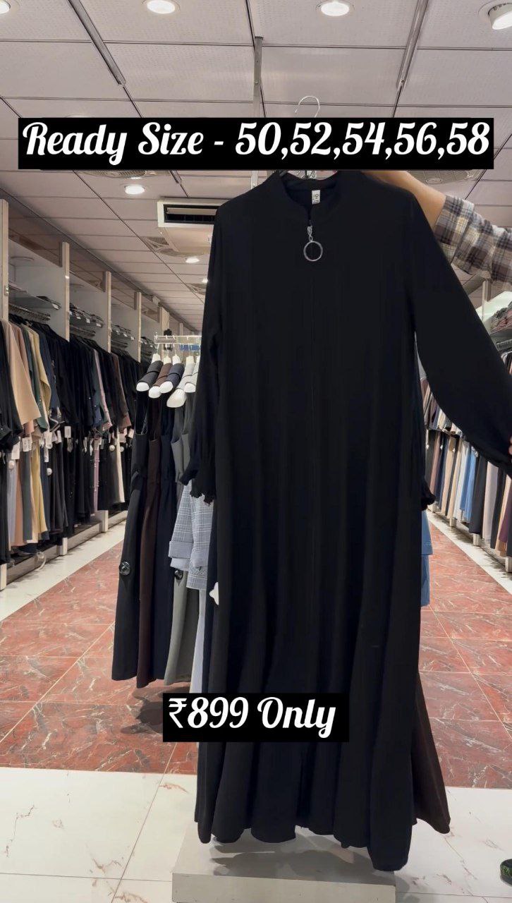 MEHNAAZ PINTEX ZIPPER ABAYA | BLACK