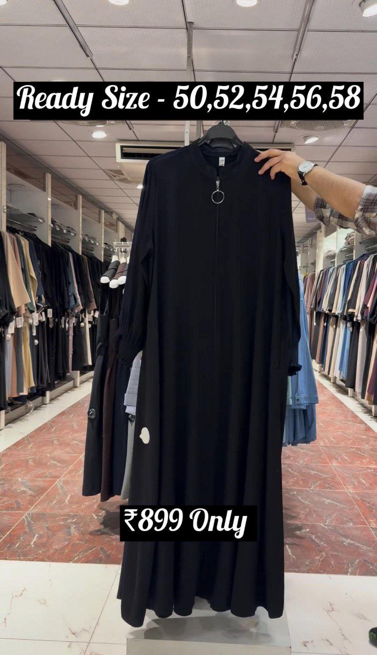 MEHNAAZ PINTEX ZIPPER ABAYA | BLACK