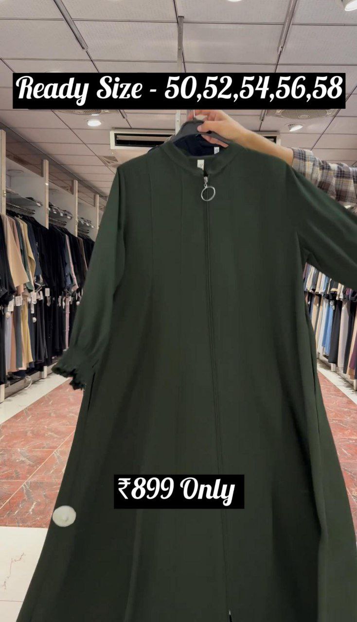 MEHNAAZ PINTEX ZIPPER ABAYA | OLIVE