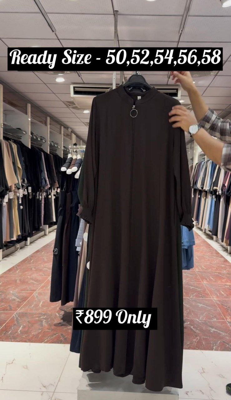 MEHNAAZ PINTEX ZIPPER ABAYA | COFFEE