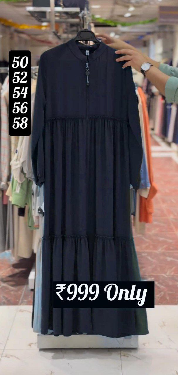 SUFIYA PLEATED ZIPPPER ABAYA | BLUE