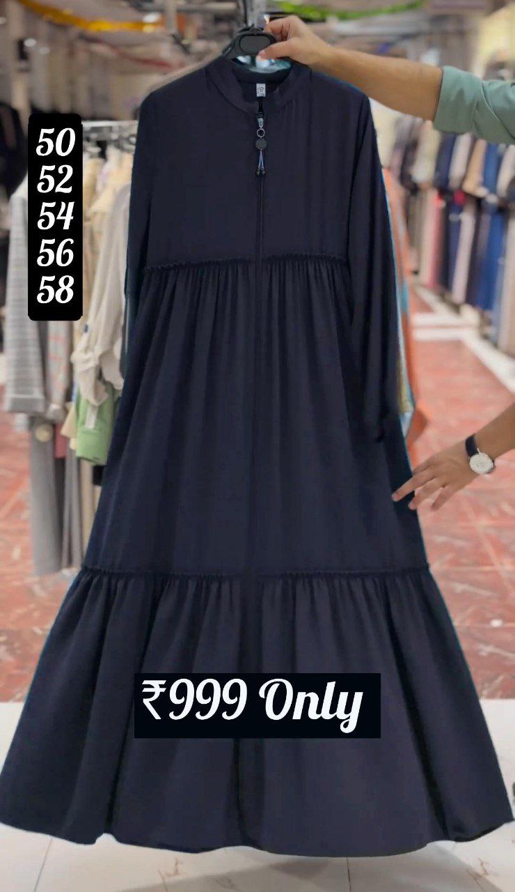 SUFIYA PLEATED ZIPPPER ABAYA | BLUE