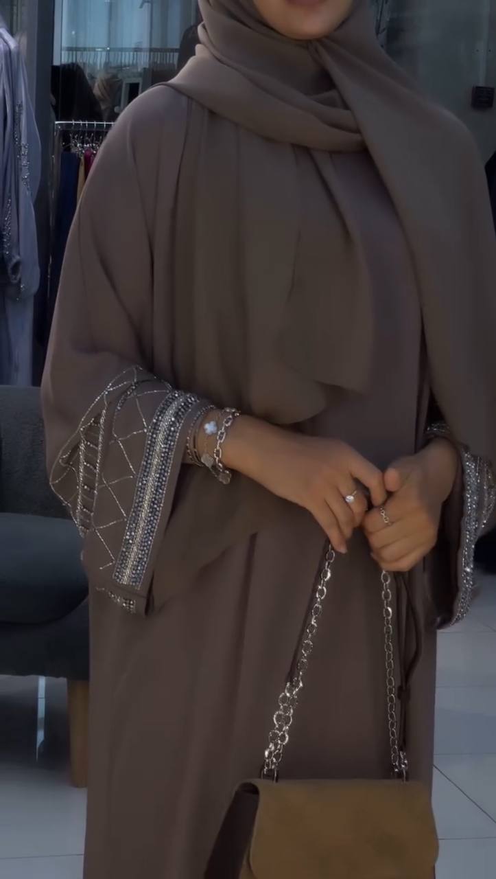 MAHA DOUBLE SHRUG ABAYA | DARK NUDE