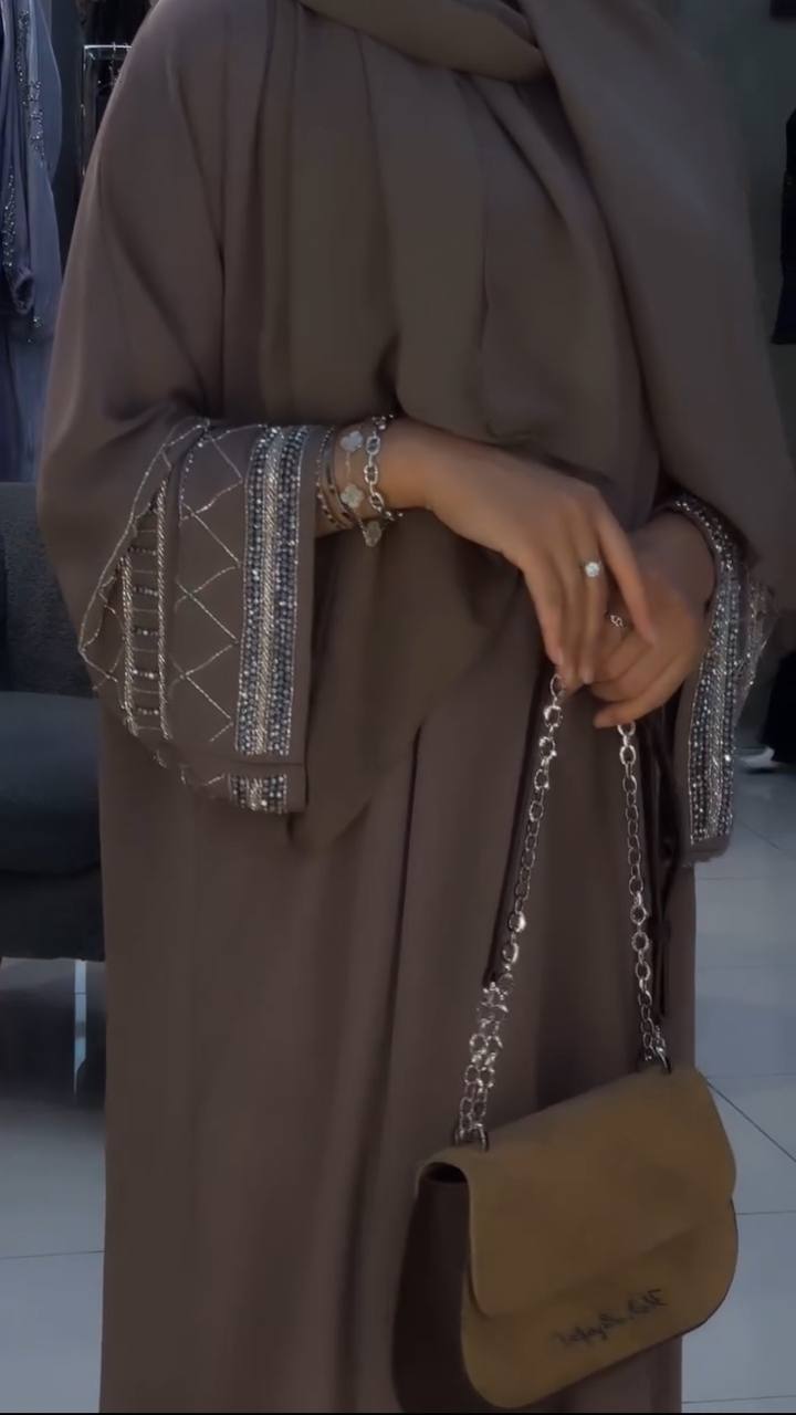 MAHA DOUBLE SHRUG ABAYA | DARK NUDE