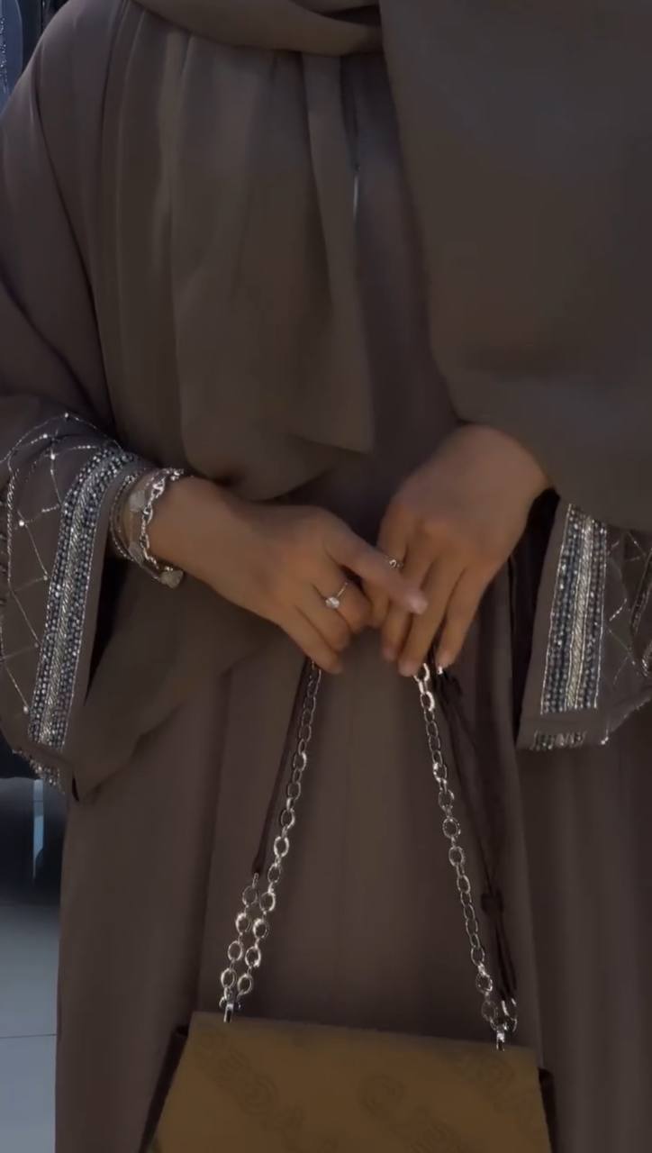 MAHA DOUBLE SHRUG ABAYA | DARK NUDE