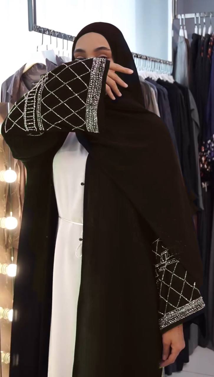 MAHA FRONT OPEN ABAYA | BROWN