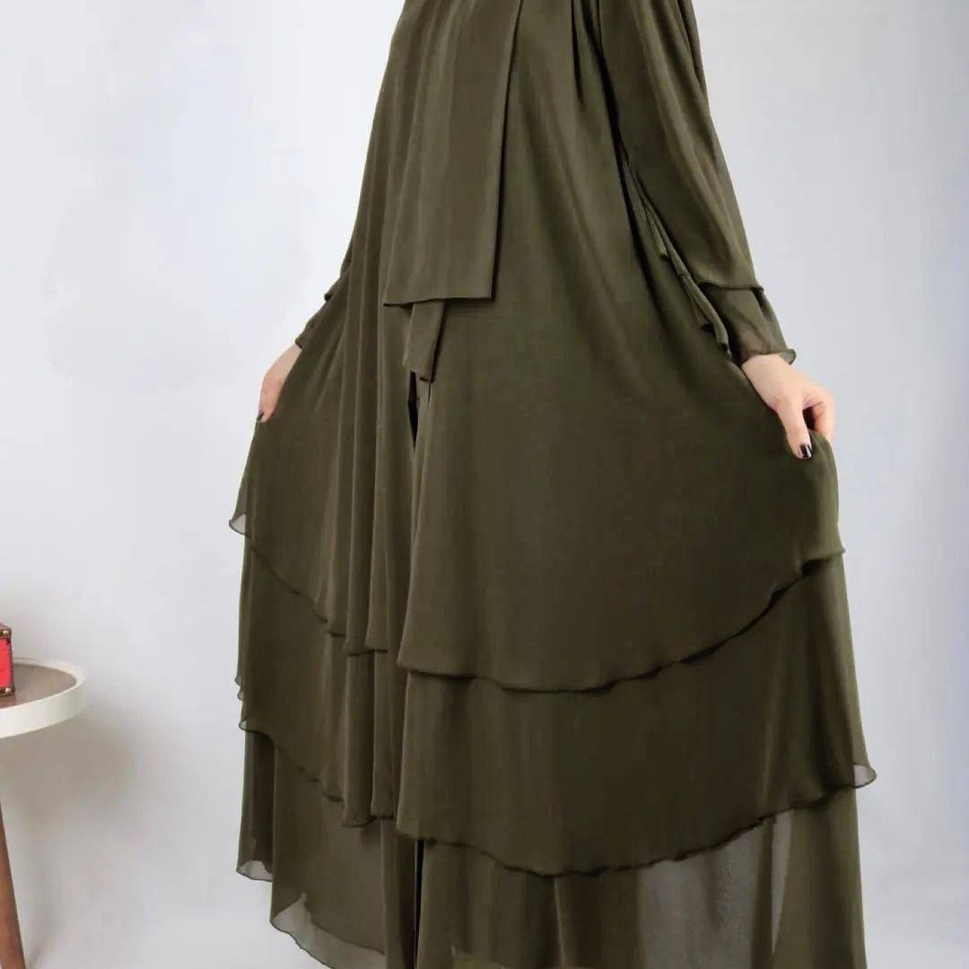 THREE LAYERED DEMANDED ABAYA | SPCL OLIVE