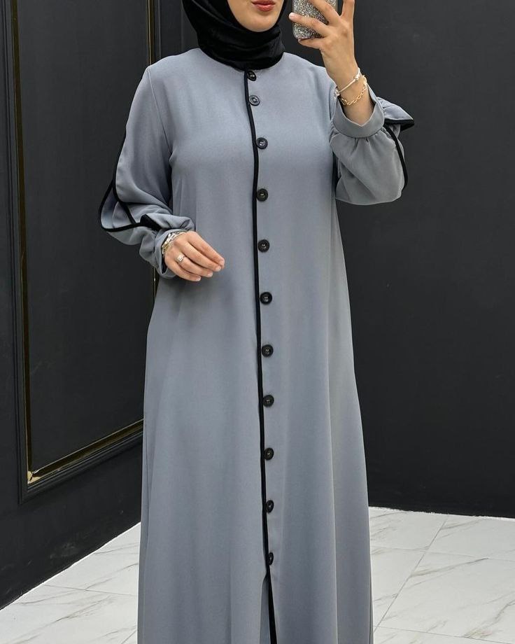 NIMA FRONT OPEN ABAYA | GRAY