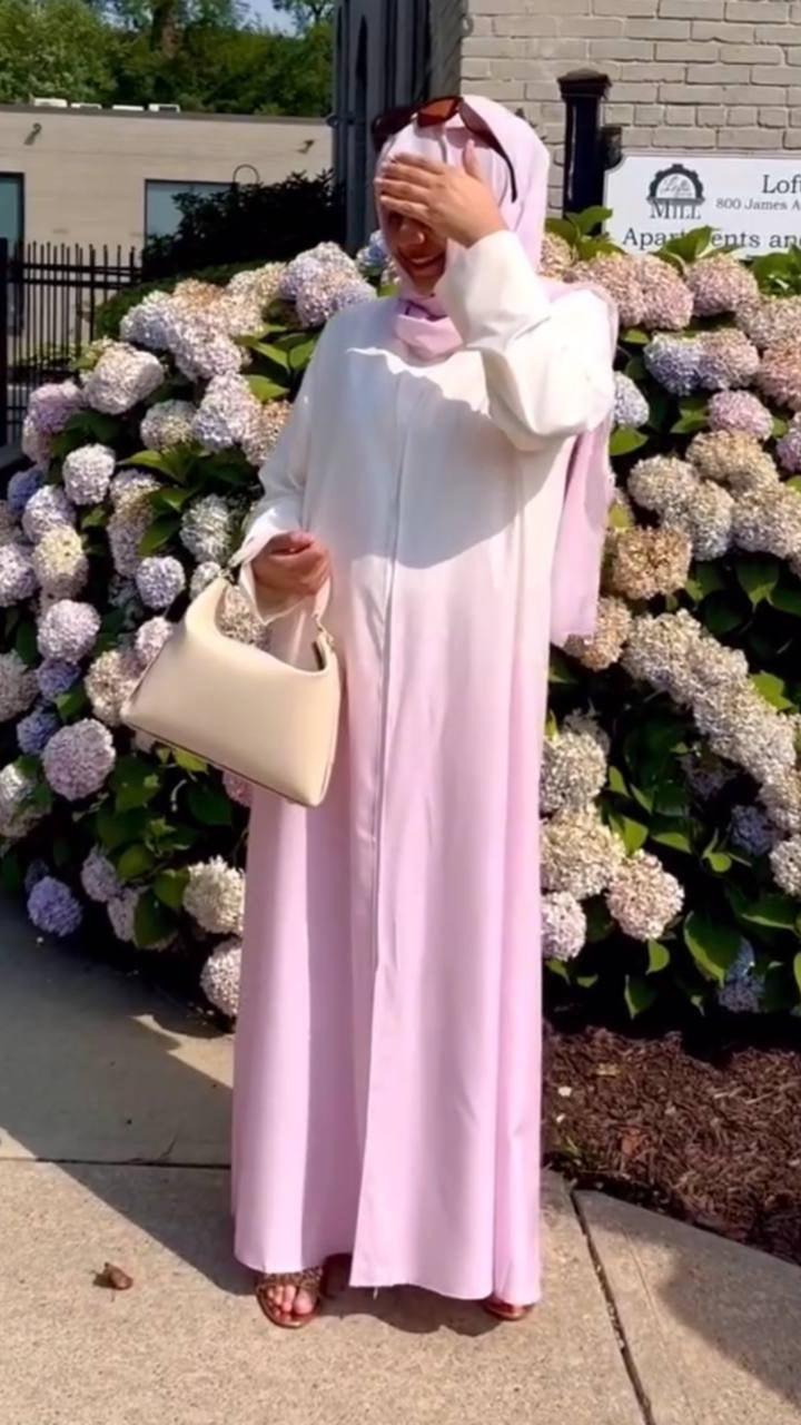 Haseena Imported Tai Dye Double Shrug Abaya PINK ( NEW LAUNCH )