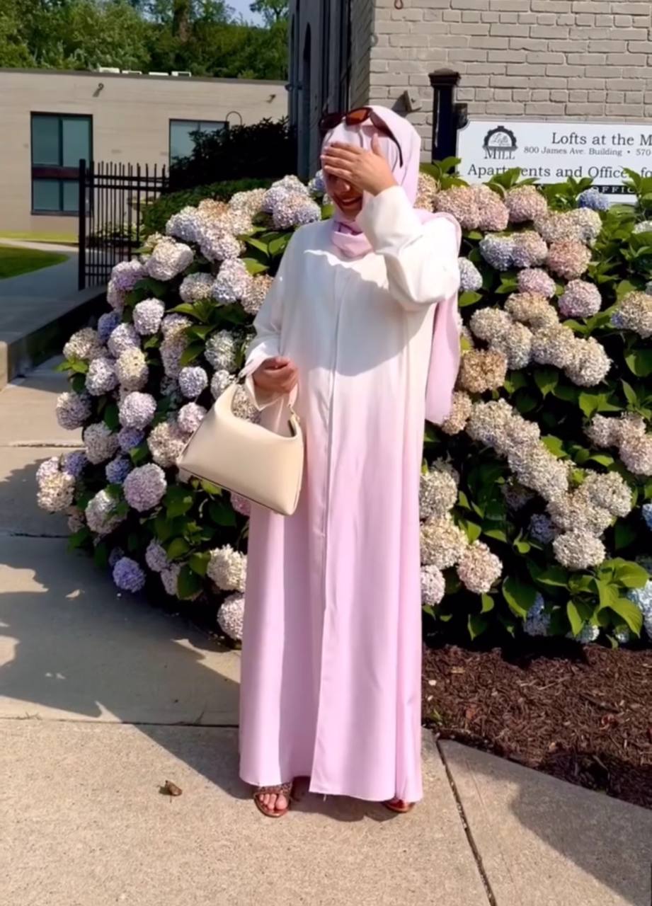 Haseena Imported Tai Dye Double Shrug Abaya PINK ( NEW LAUNCH )