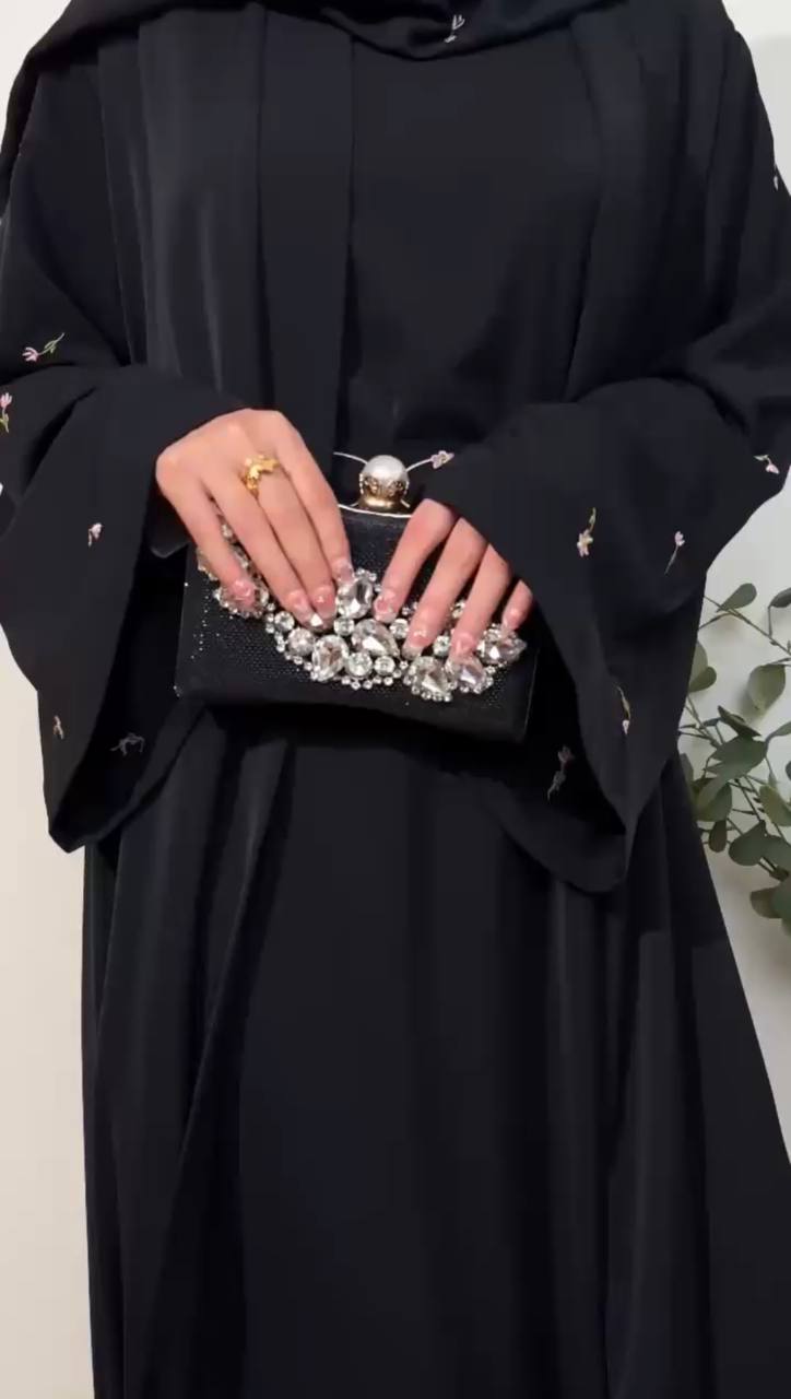 UMAIMA DOUBLE SHRUG ABAYA | BLACK