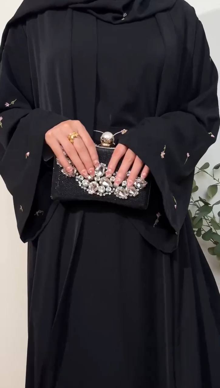 UMAIMA DOUBLE SHRUG ABAYA | BLACK