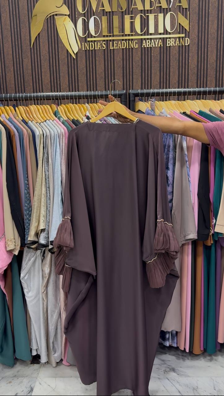 DUA ORGANZA SLEEVE ABAYA | COFFEE