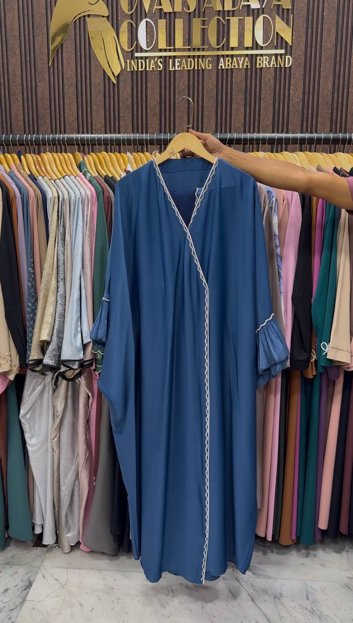 DUA ORGANZA SLEEVE ABAYA | BLUE