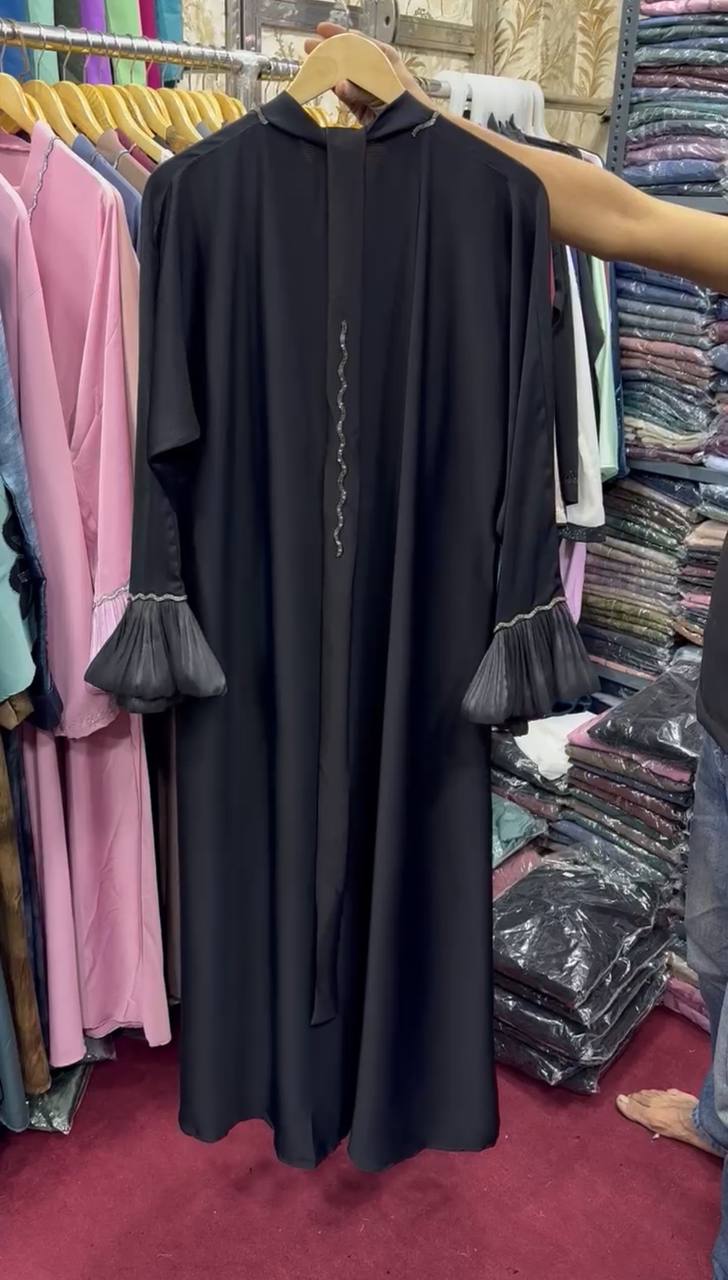 AL-FATHIMA FRONT OPEN ABAYA | BLACK