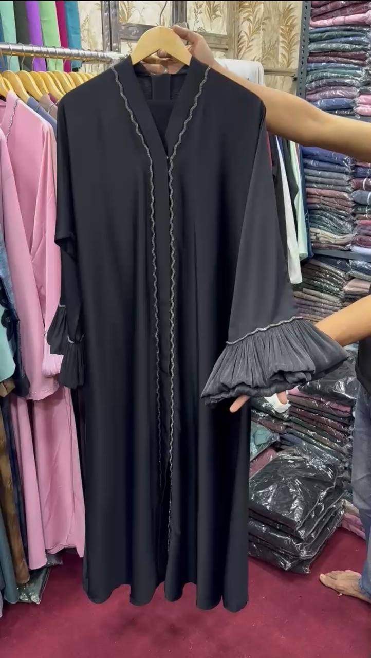 AL-FATHIMA FRONT OPEN ABAYA | BLACK