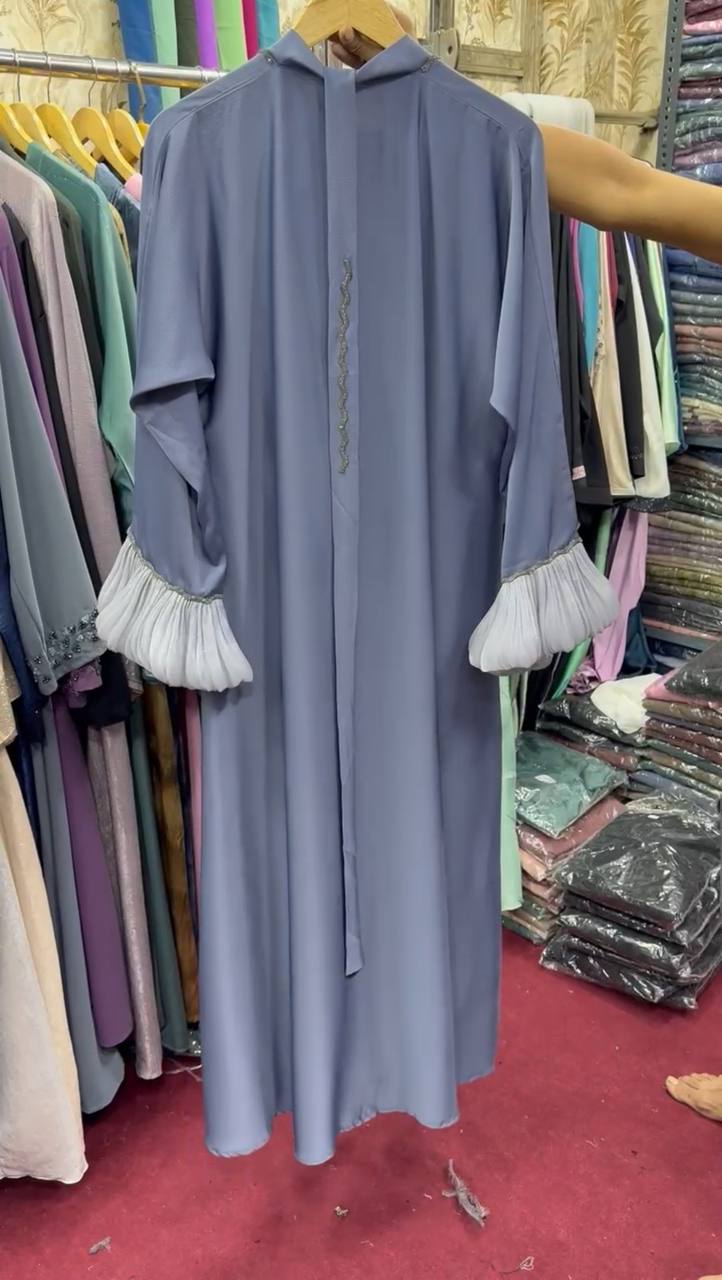 AL-FATHIMA FRONT OPEN ABAYA | GRAY