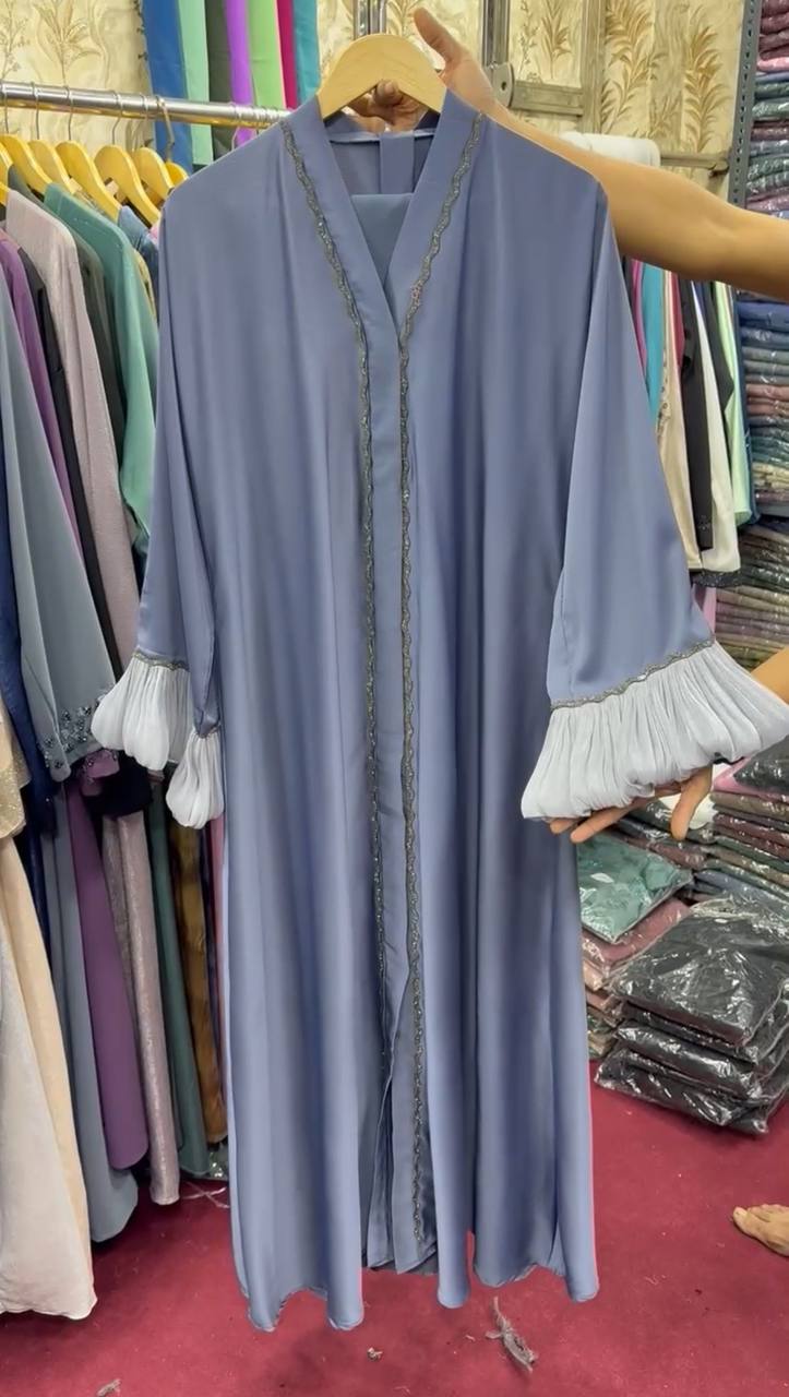 AL-FATHIMA FRONT OPEN ABAYA | GRAY