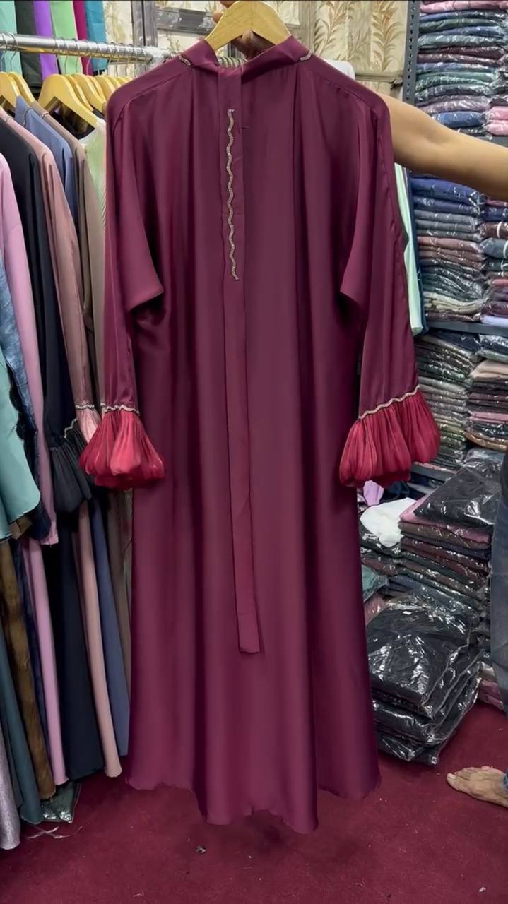 AL-FATHIMA FRONT OPEN ABAYA | MAROON