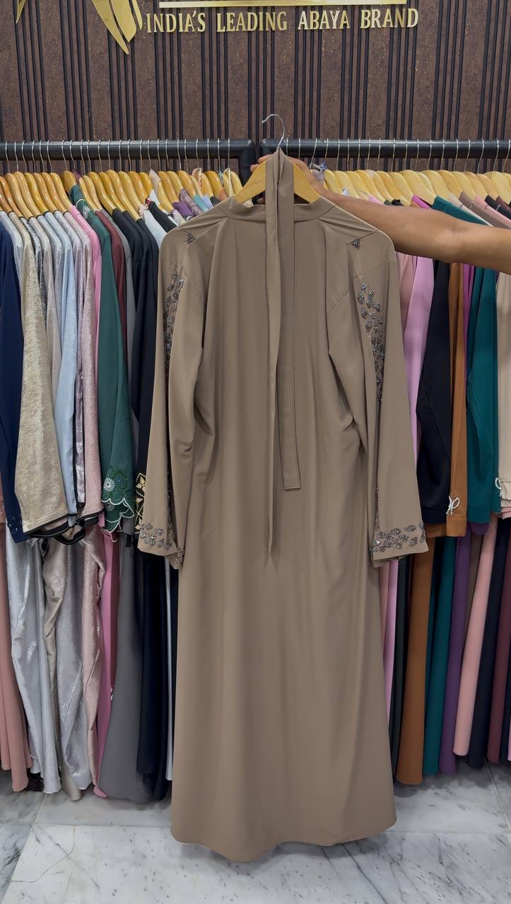 AL-HANA FRONT OPEN ABAYA | CAMEL BROWN