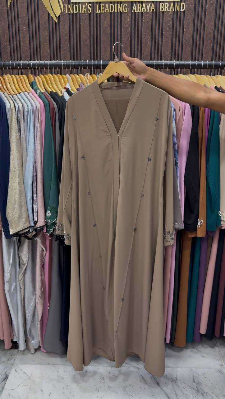 AL-HANA FRONT OPEN ABAYA | CAMEL BROWN