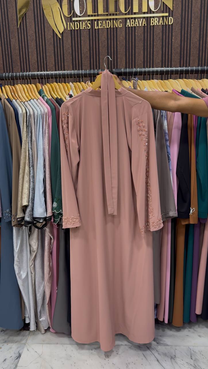 AL-HANA FRONT OPEN ABAYA | PEACH