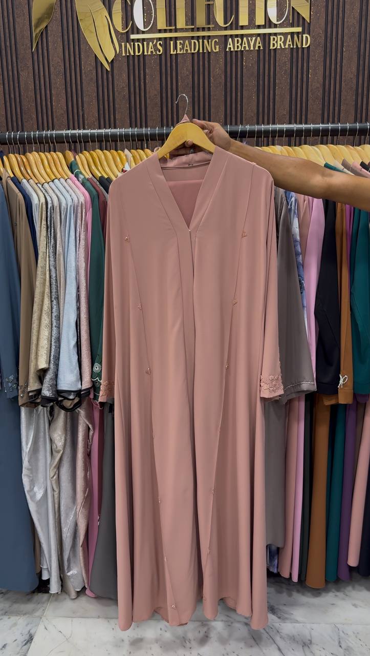 AL-HANA FRONT OPEN ABAYA | PEACH