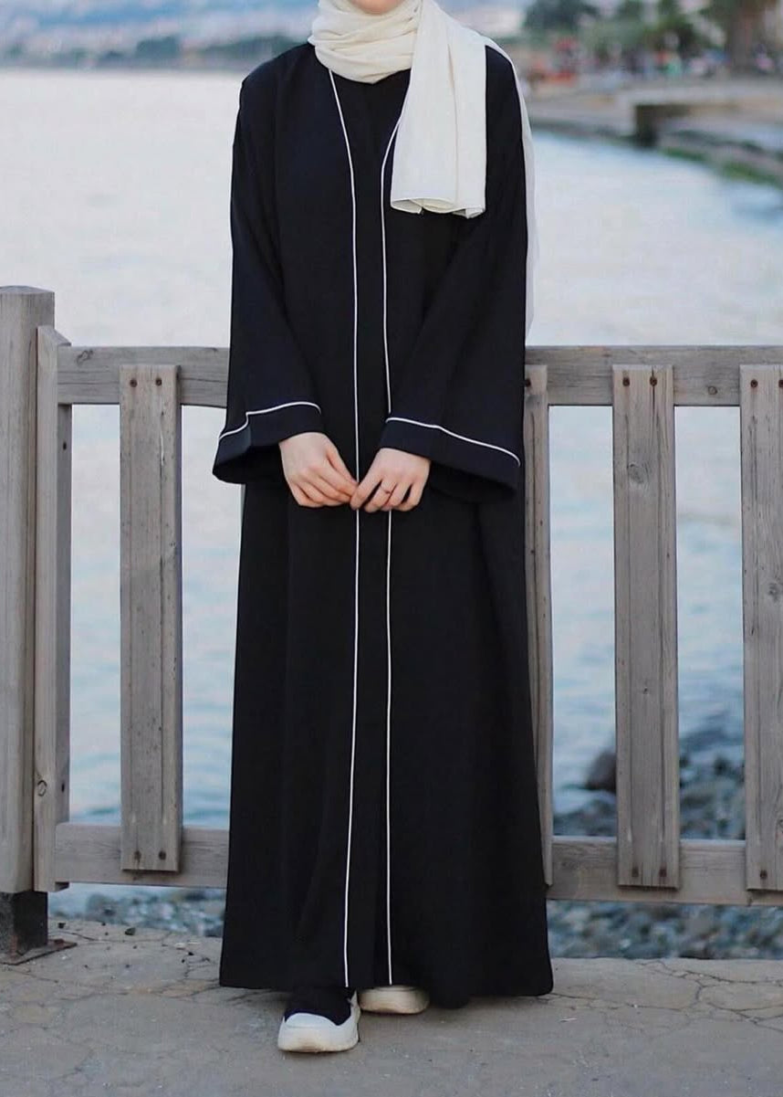 AASIA FRONT OPEN ABAYA | BLACK