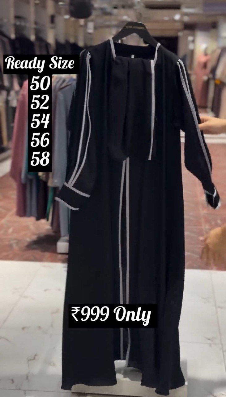 Hadiya Front Open Cimono Piping Abaya ( Limited - Stock )