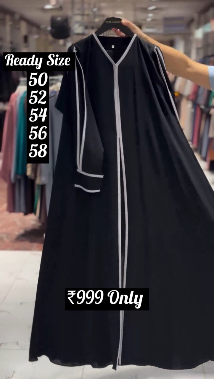 Hadiya Front Open Cimono Piping Abaya ( Limited - Stock )