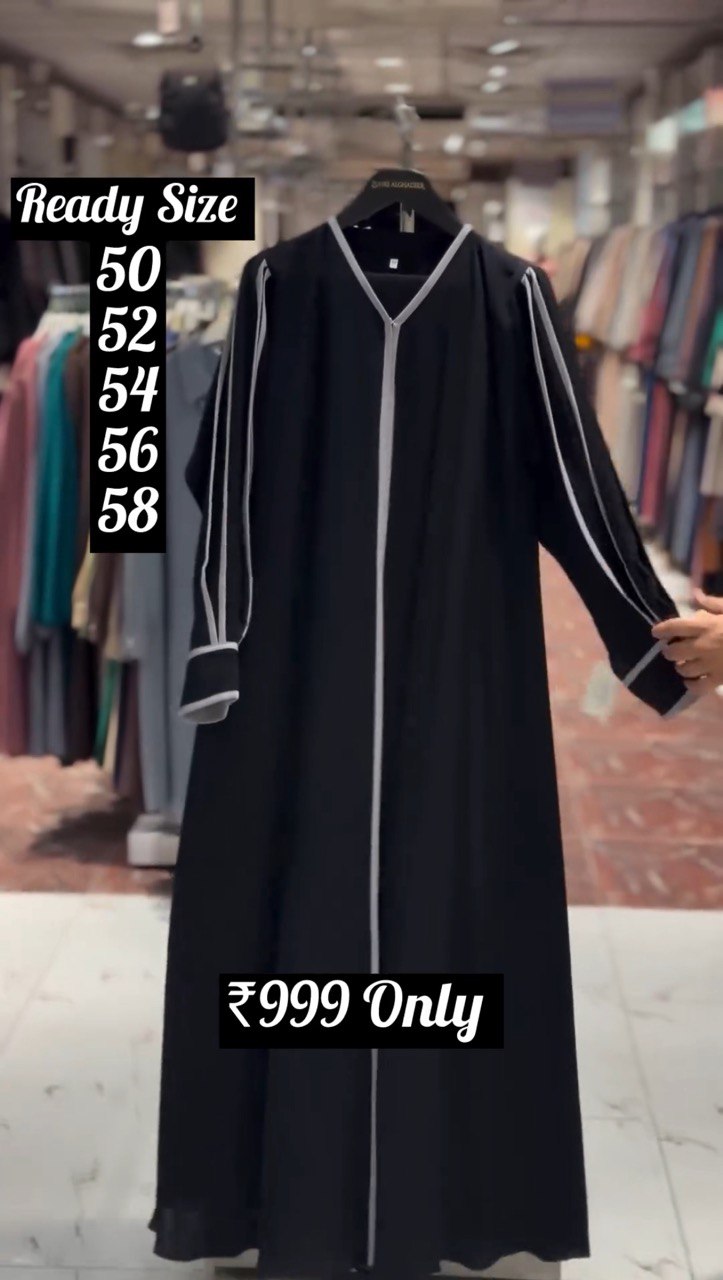 Hadiya Front Open Cimono Piping Abaya ( Limited - Stock )