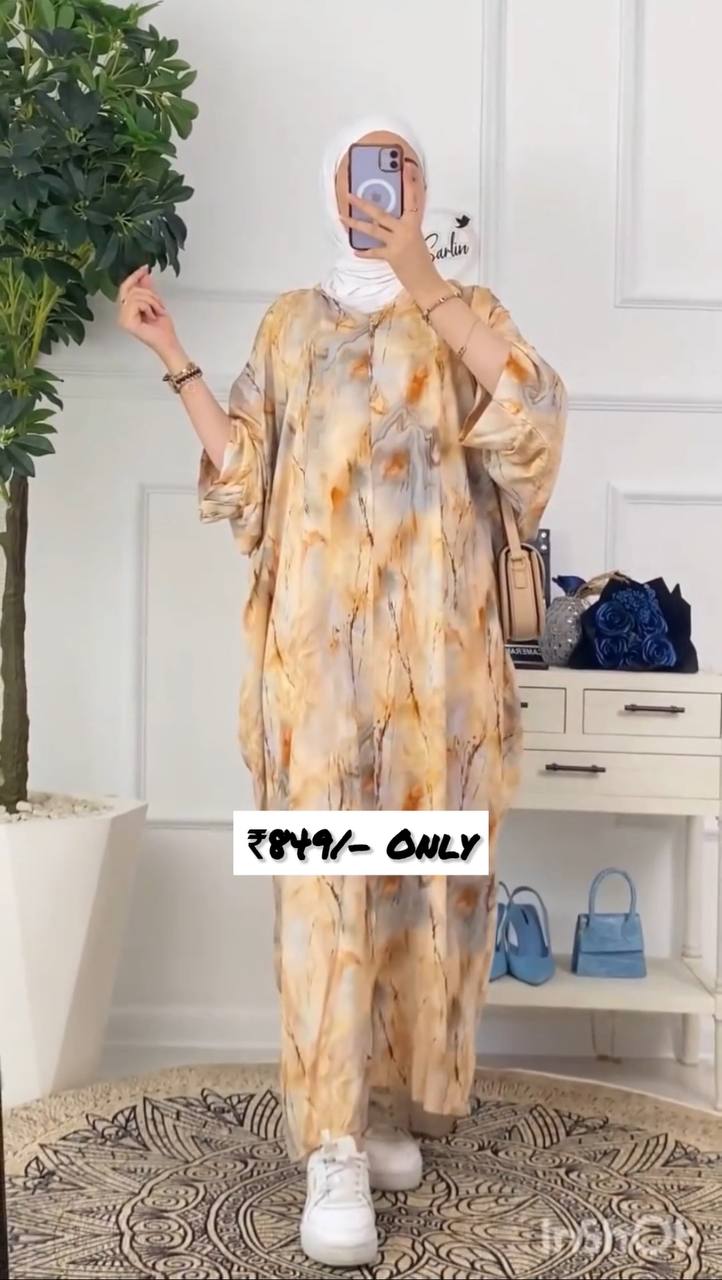 KINZA PRINTED KAFTAN ABAYA | SHADE-02