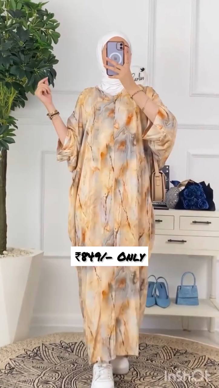 KINZA PRINTED KAFTAN ABAYA | SHADE-02