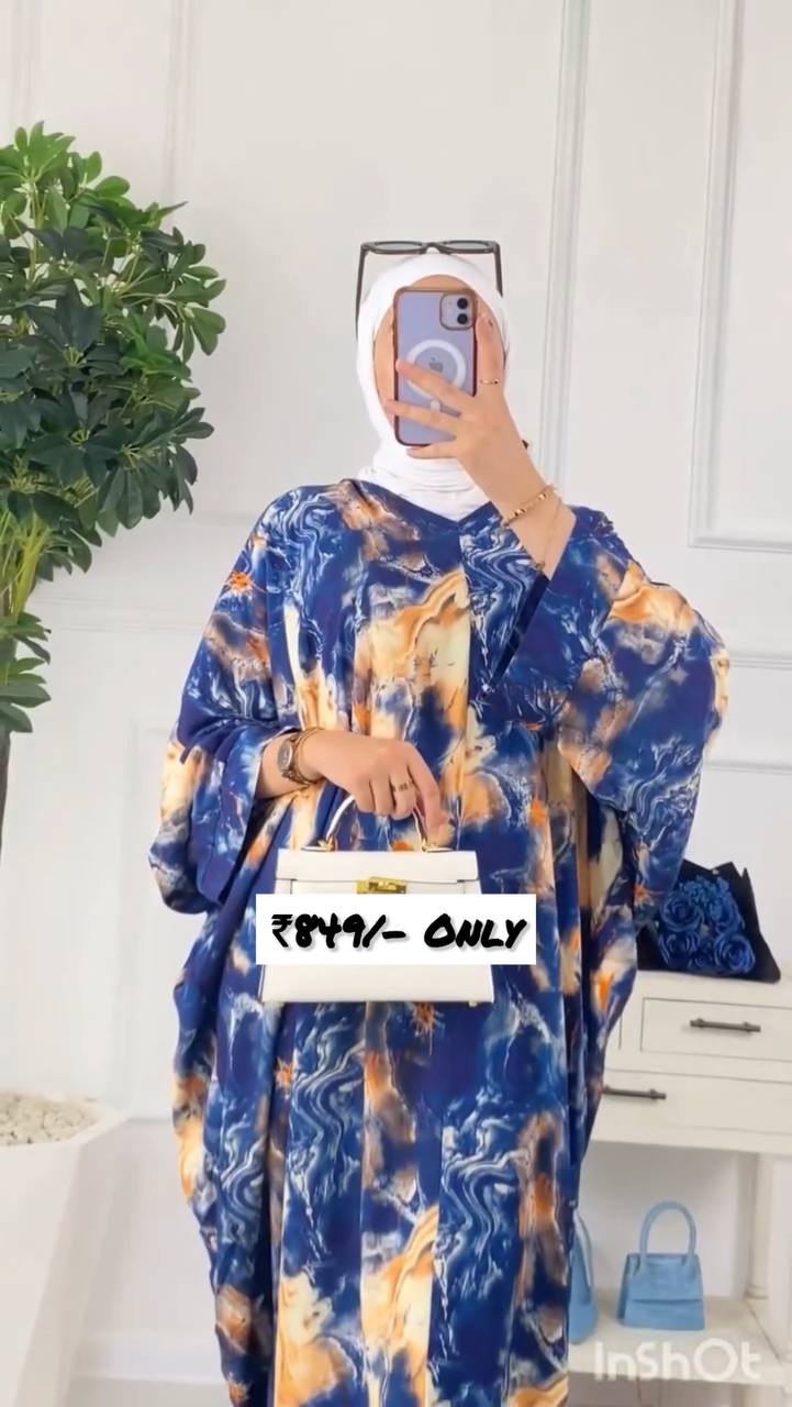 KINZA PRINTED KAFTAN ABAYA | SHADE-04