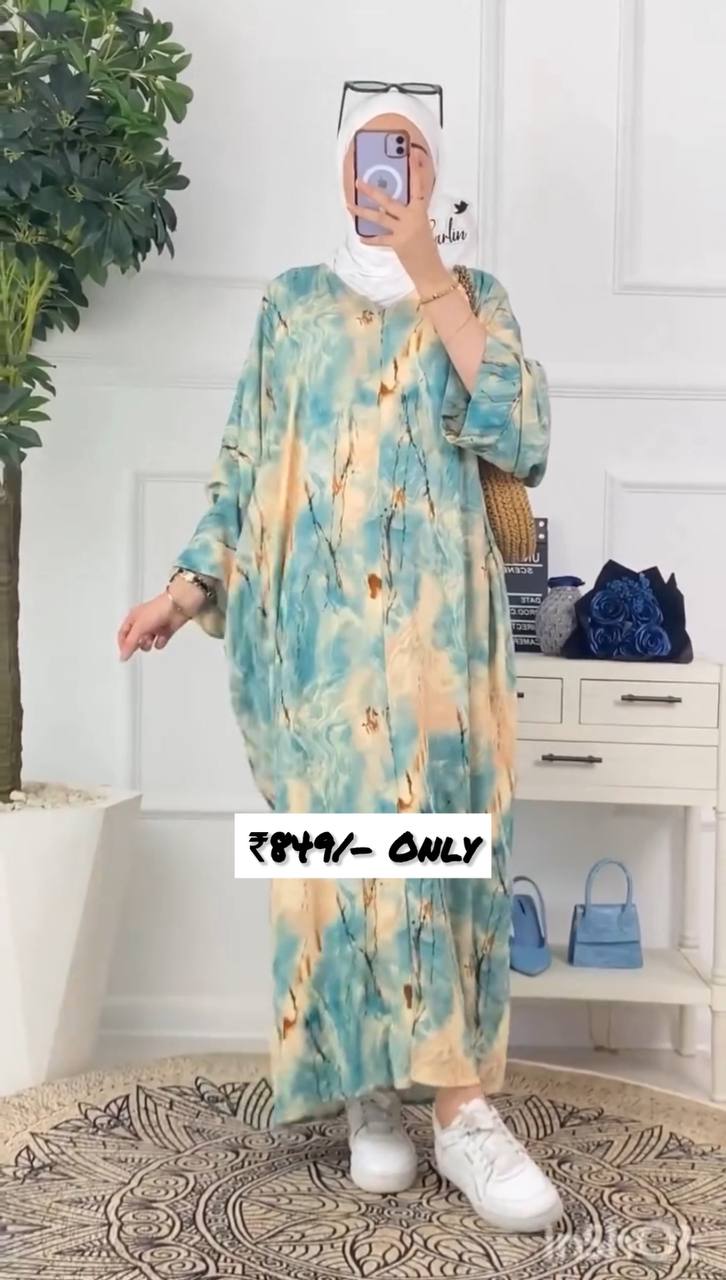 KINZA PRINTED KAFTAN ABAYA | SHADE-05