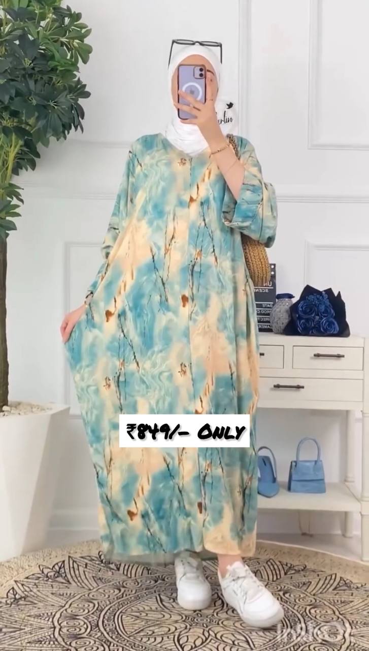 KINZA PRINTED KAFTAN ABAYA | SHADE-05