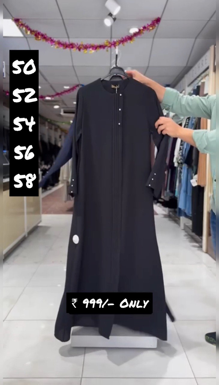 MADIHA FRONT OPEN ABAYA | BLACK
