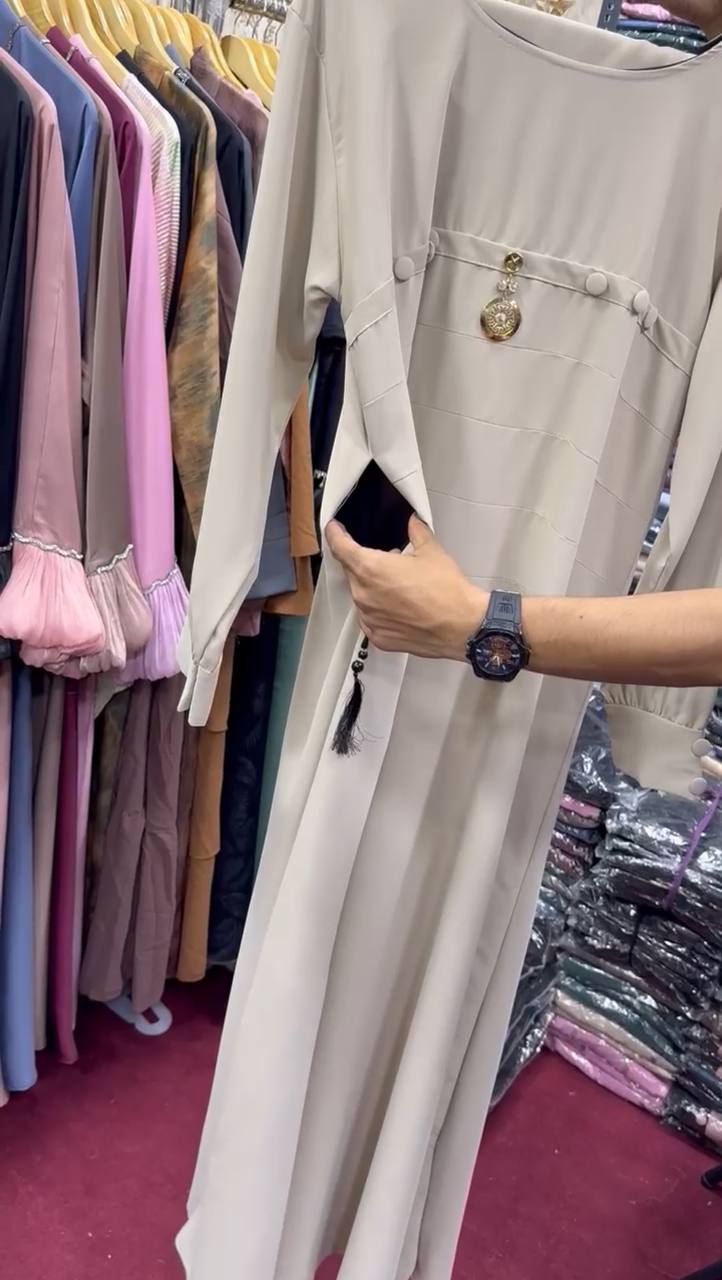 RUSHI DAILY WEAR POCKET ABAYA| NUDE