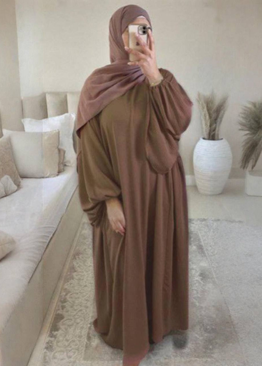 MARYAM BALLOON SLEEVE ABAYA | COPPER BROWN