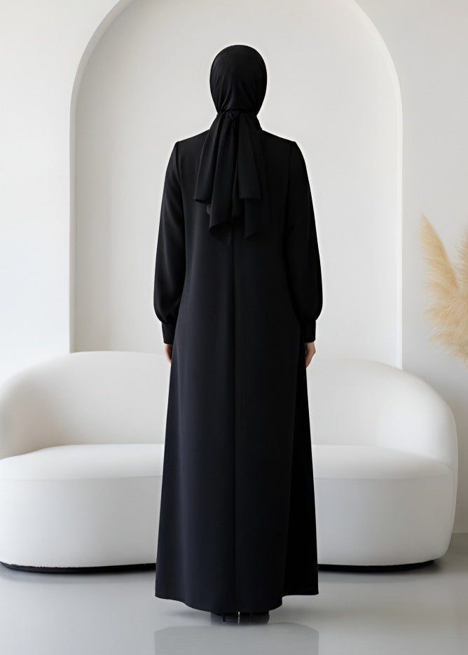 AYESHA FRONT OPEN ABAYA | BLACK