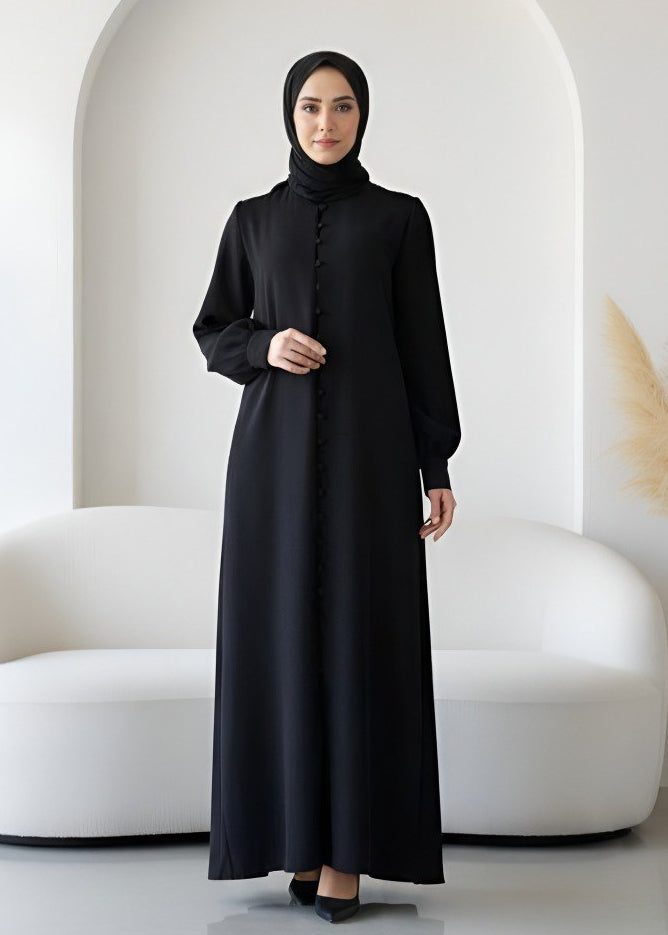 AYESHA FRONT OPEN ABAYA | BLACK