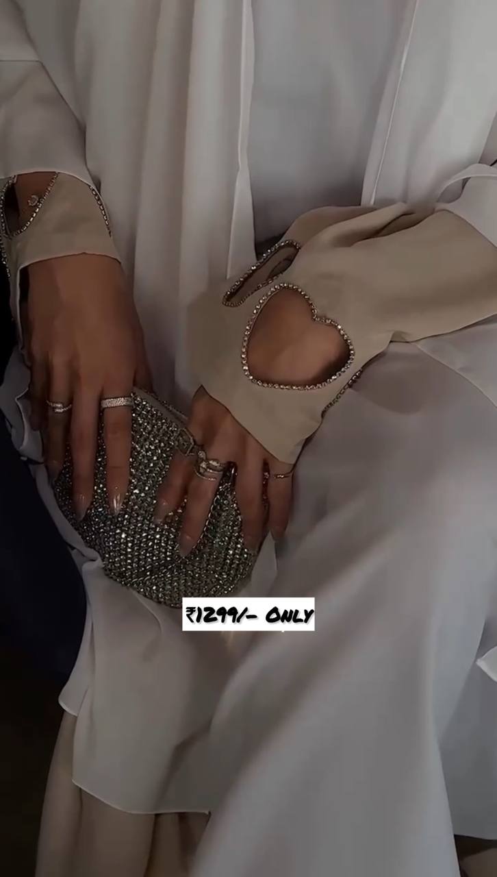 HAZAL HEART SLEEVE ABAYA | LITE NUDE