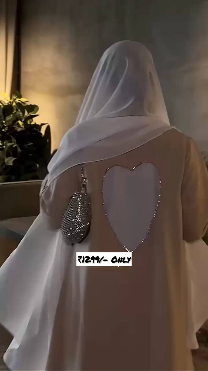 HAZAL HEART SLEEVE ABAYA | LITE NUDE