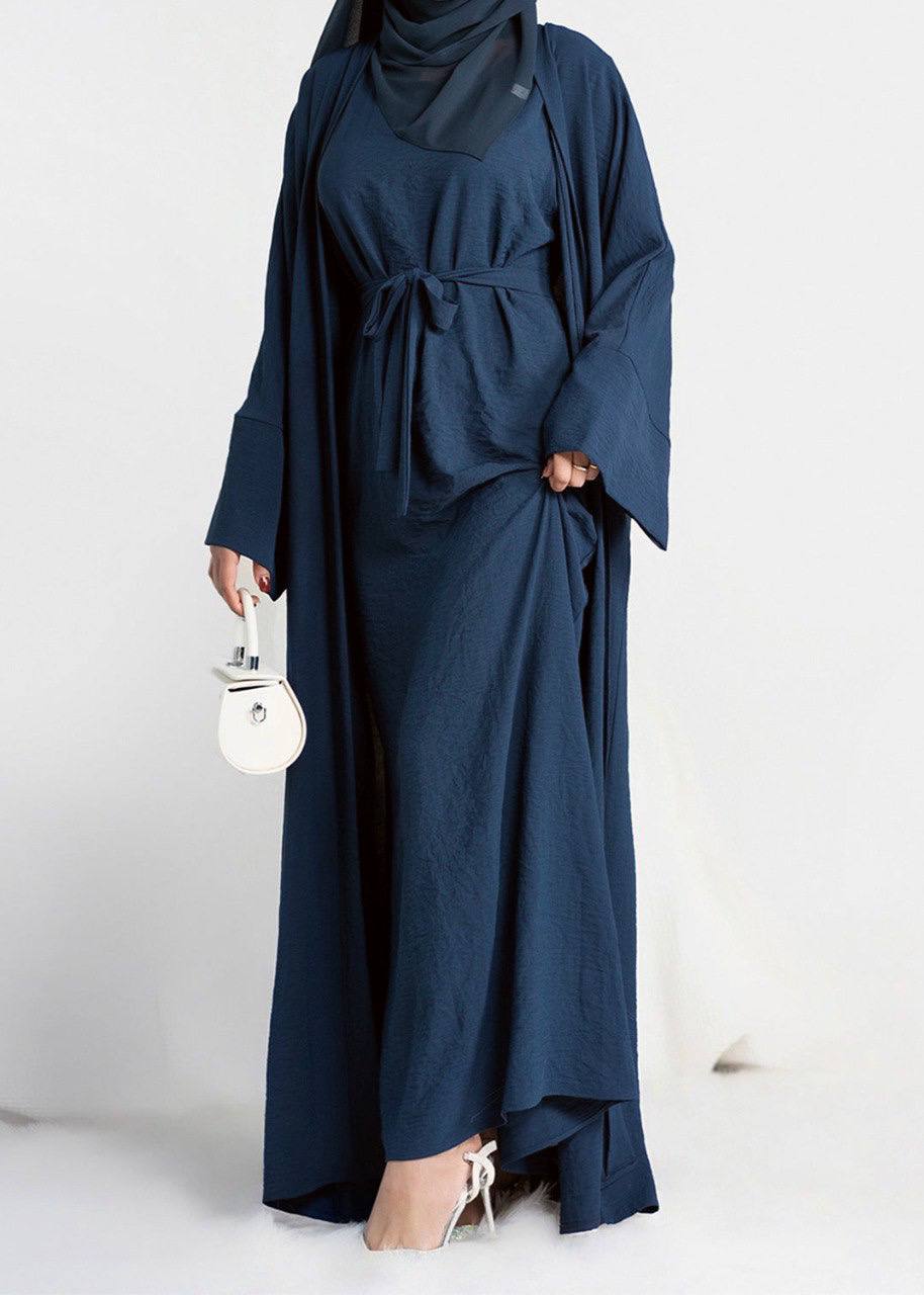 DUBAI CRUSH DOUBLE SHRUG ABAYA | MICRO BLUE