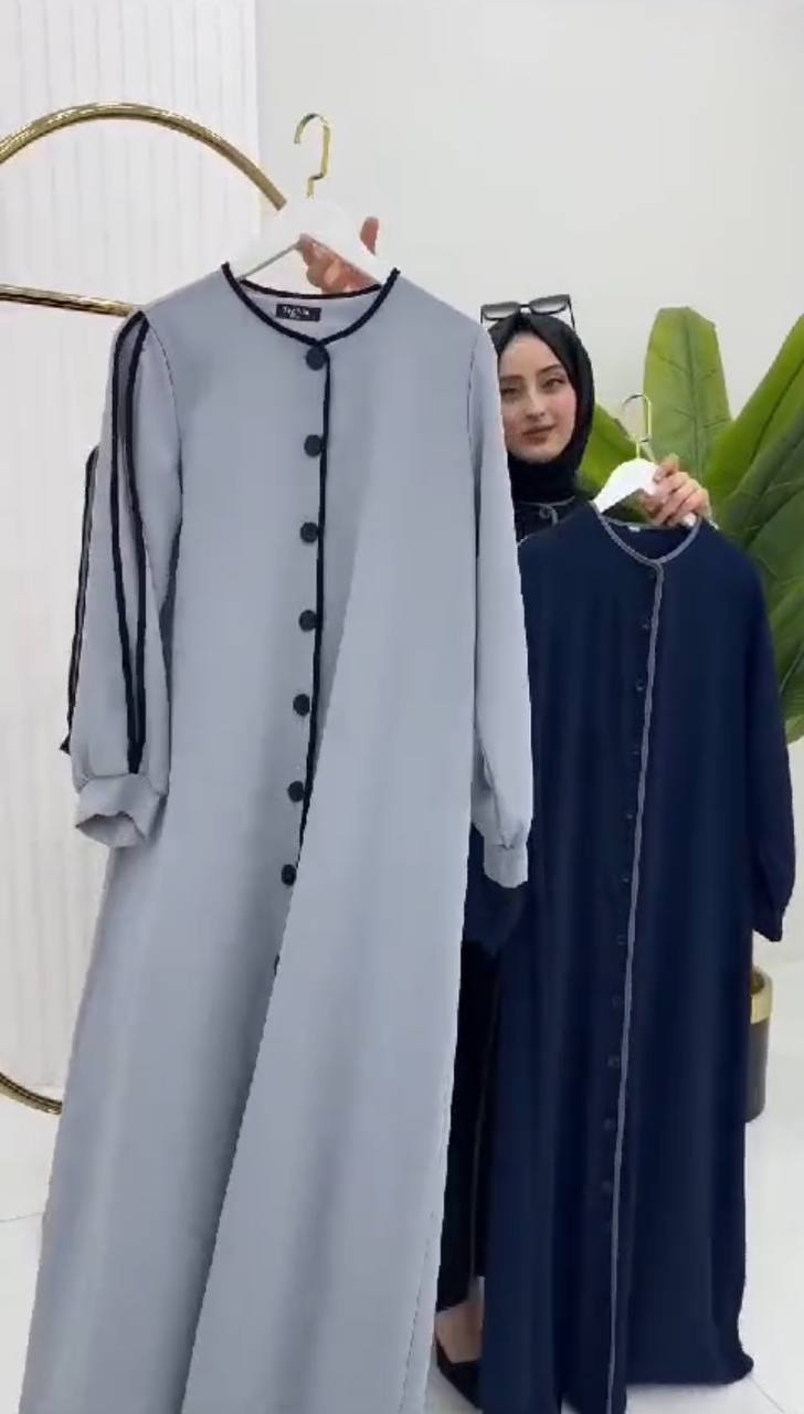 NIMA FRONT OPEN ABAYA | GRAY