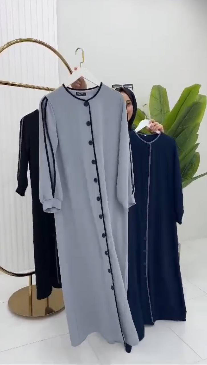 NIMA FRONT OPEN ABAYA | GRAY