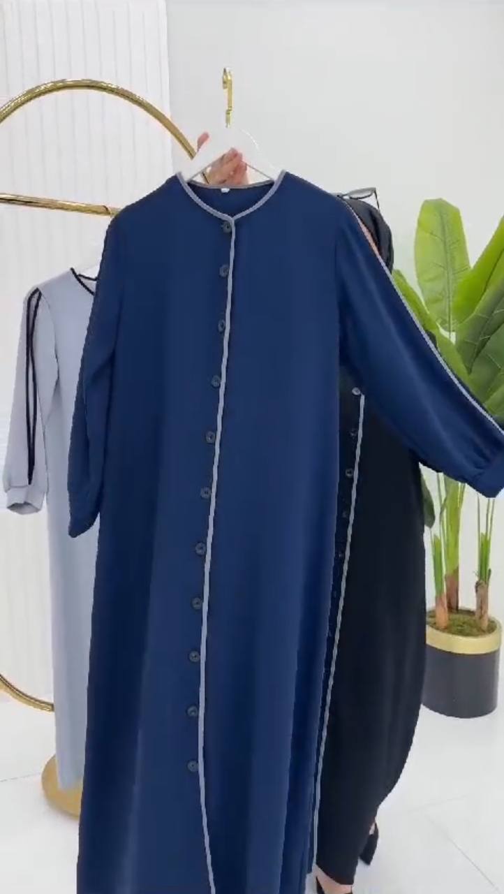 NIMA FRONT OPEN ABAYA | BLUE