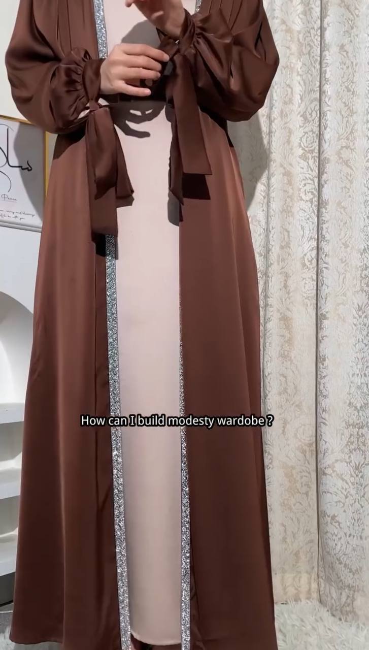 BISMA DOUBLE SHRUG ABAYA | BROWN