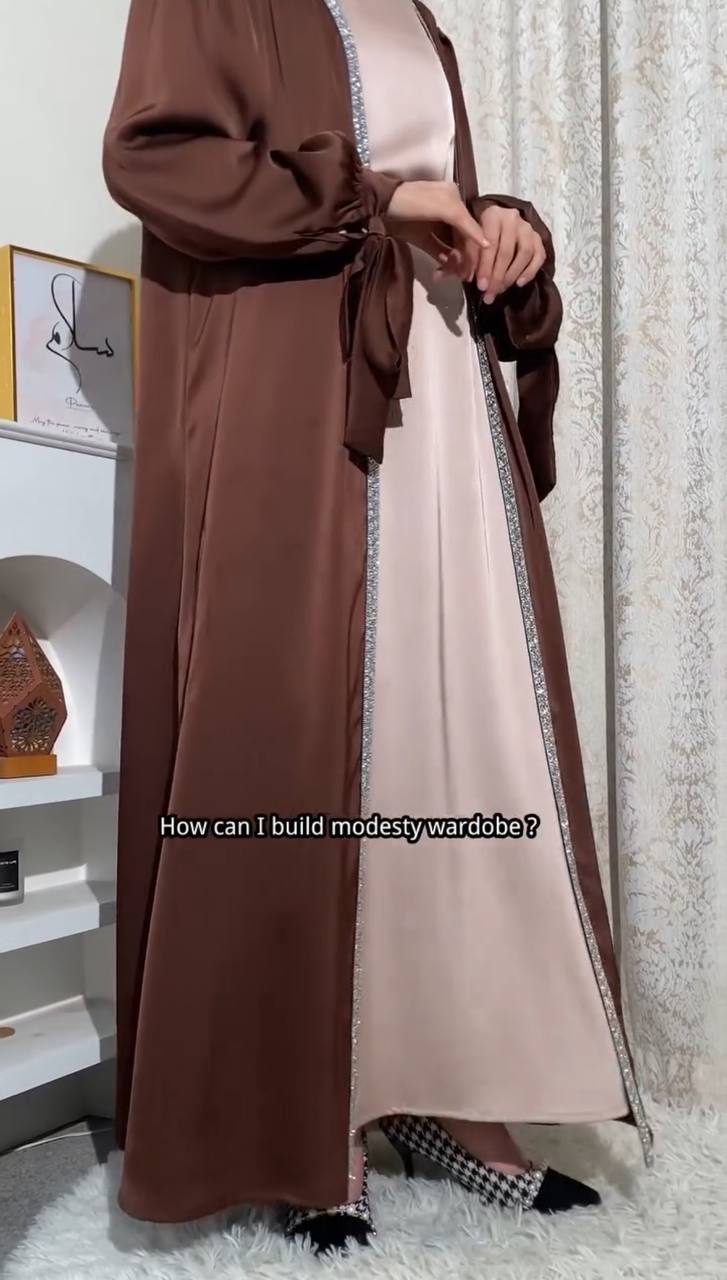 BISMA DOUBLE SHRUG ABAYA | BROWN