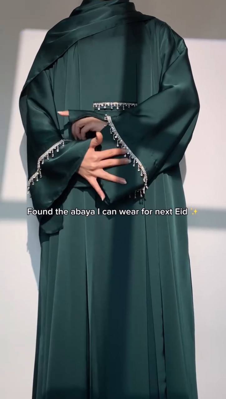 SAFFIA DOUBLE SHRUG LACE ABAYA | TEAL